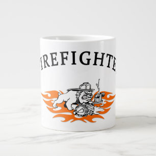 Firefighter Bull Dog Tough Large Coffee Mug