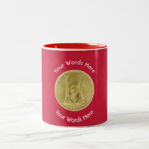 Firefighter Captain 2 Gold Bugle Medallion Two-Tone Coffee Mug