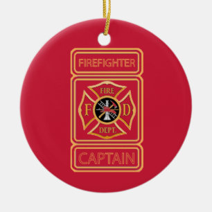 Firefighter Captain Custom Ceramic Ornament