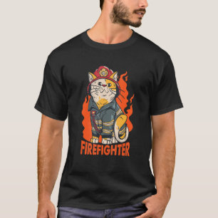 Firefighter cat a cat dressed as a firefighter wit T-Shirt