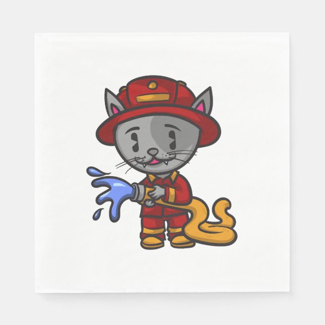 Firefighter Cat Firefighter Napkin (Front)