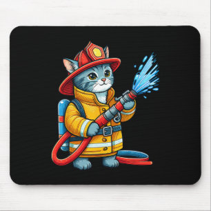 Firefighter Cat Fireman Animal Lover Cat  Mouse Pad