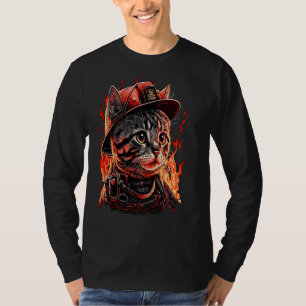 Firefighter Cat Kitten Fireman Helmet Firefighter T-Shirt