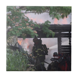 Firefighter ceramic tile