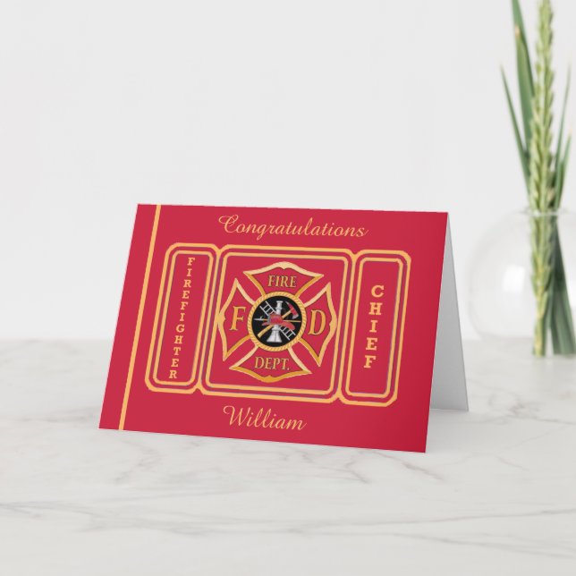 Firefighter Chief Custom Birthday Card (Front)