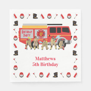 Firefighter Child Birthday Party Theme Design Napkin
