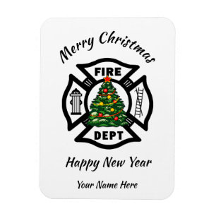 Firefighter Christmas Fire Dept Holiday Card Magnet