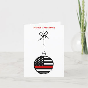 Firefighter Christmas Fireman Thin Red Line Holiday Card