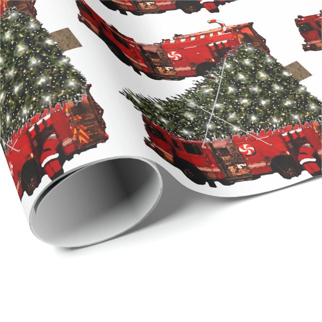 Firefighter Christmas Gift Wrapping Paper (Roll Corner)