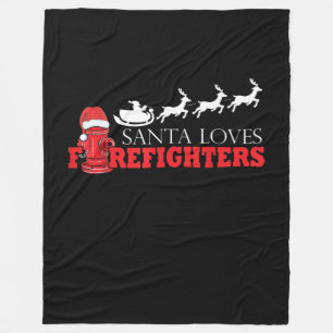 Firefighter Christmas Gifts Santa Claus Fireman Fleece Blanket