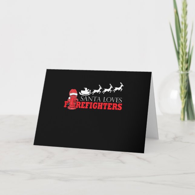 Firefighter Christmas Gifts Santa Claus Fireman Holiday Card (Front)