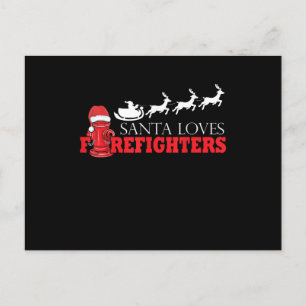 Firefighter Christmas Gifts Santa Claus Fireman Holiday Postcard