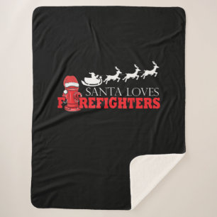 Firefighter Christmas Gifts Santa Claus Fireman Sherpa Blanket
