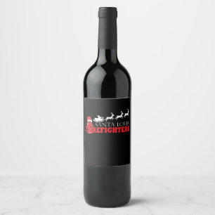 Firefighter Christmas Gifts Santa Claus Fireman Wine Label