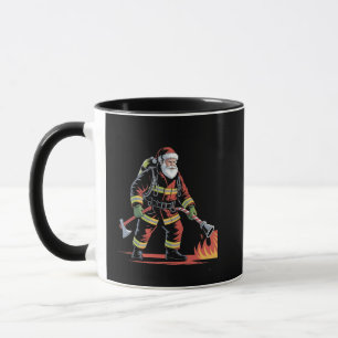 Firefighter Christmas Shirt XMas Funny Santa Mug