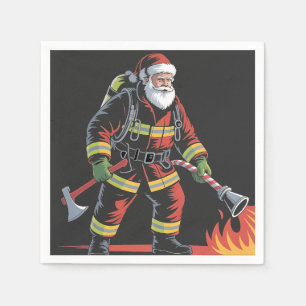 Firefighter Christmas Shirt XMas Funny Santa Napkin