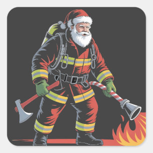 Firefighter Christmas Shirt XMas Funny Santa  Square Sticker