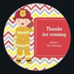 Firefighter Classic Round Sticker<br><div class="desc">Thanks to ©Cherry Clipart & ©SonyaDeHart  for using their designs to create this products.</div>