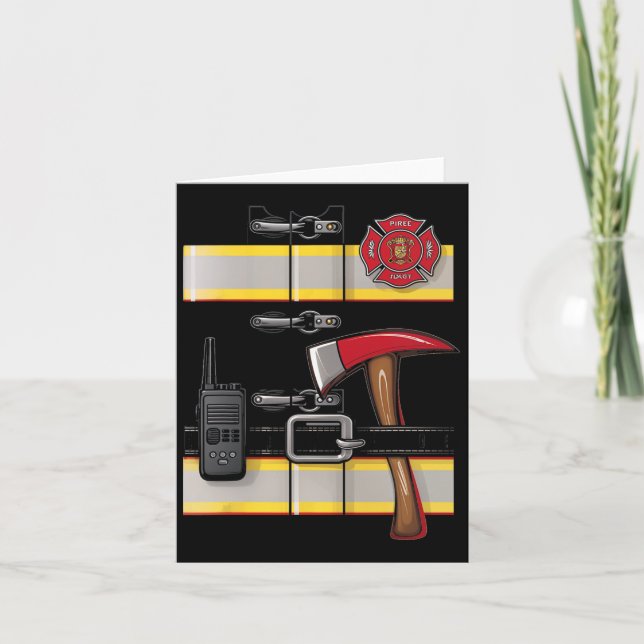 Firefighter Costume Fireman Uniform Axe Radio Hall Card (Front)