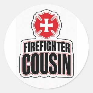 Firefighter Cousin Classic Round Sticker