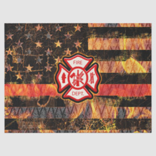 Firefighter Cross and Flames Tissue Paper