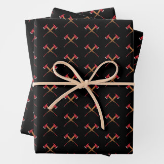 Firefighter Crossed Rescue Axes Fireman Gift Wrapping Paper Sheet
