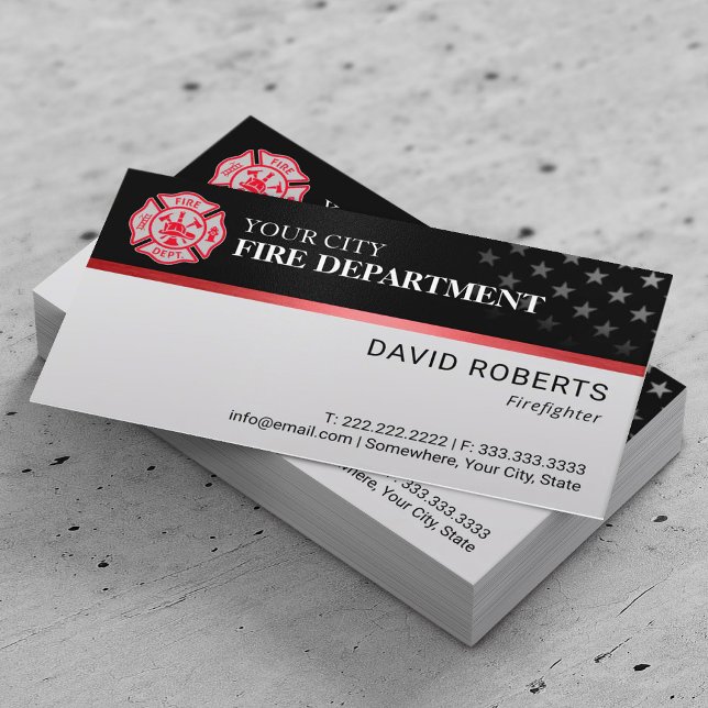 Firefighter Custom Colour Fire Department Logo  Business Card (Creator Uploaded)