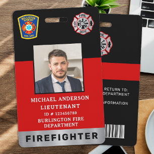 Firefighter Custom Logo Photo Professional ID Card ID Badge