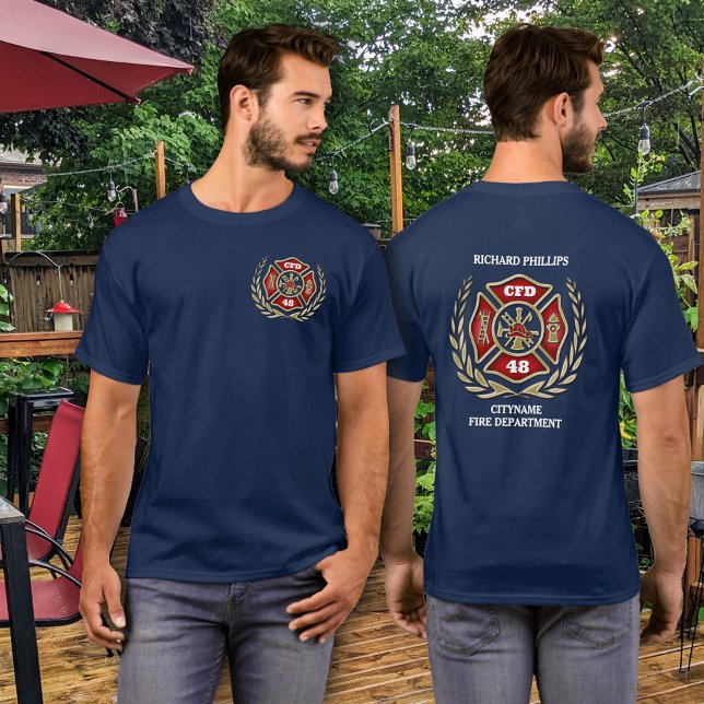 Firefighter Custom Maltese Cross Personalised T-Shirt (Creator Uploaded)