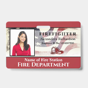 Firefighter Custom Name Logo ID Card Custom Badge