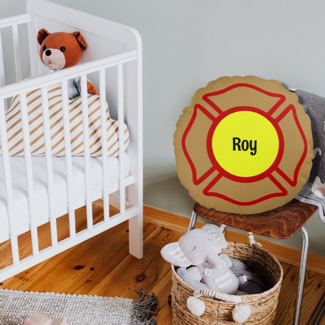  Firefighter Custom Name Round Cushion (Creator Uploaded)