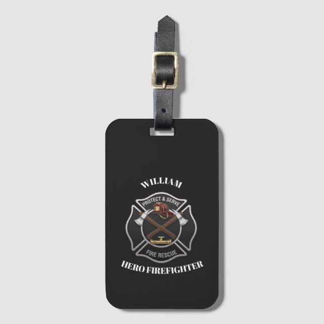 Firefighter Custom Text Name    Luggage Tag (Front Vertical)