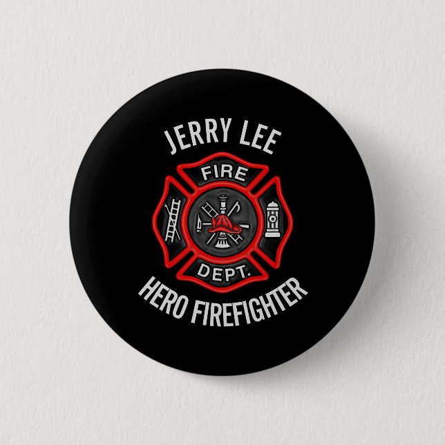 Firefighter Custom Text Name Personalised 6 Cm Round Badge (Front)