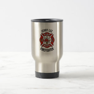 Firefighter Custom Text Name Personalised Travel Mug