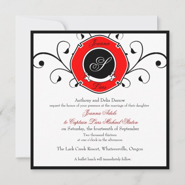 Firefighter Custom Wedding Invitations (Front)