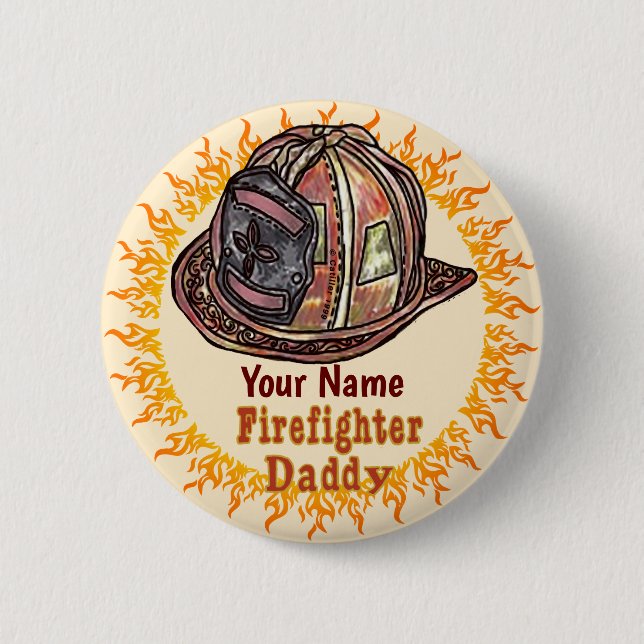 Firefighter Dad  6 Cm Round Badge (Front)