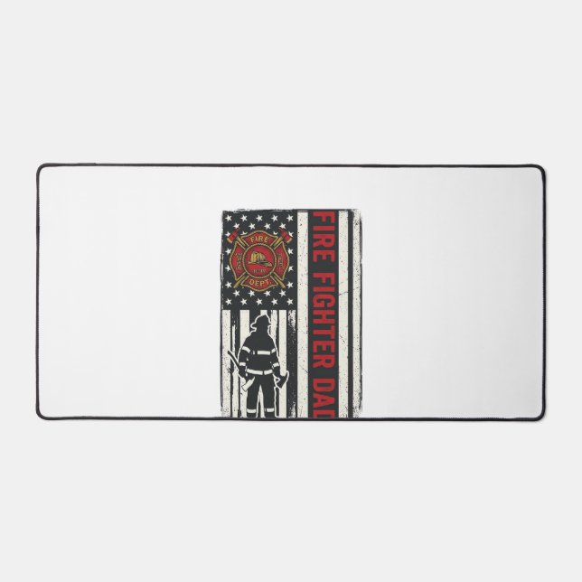 Firefighter Dad Distressed Flag Vector Design_1 Desk Mat (Front)