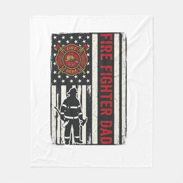Firefighter Dad Distressed Flag Vector Design_1 Fleece Blanket (Front)