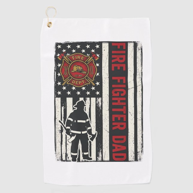 Firefighter Dad Distressed Flag Vector Design_1 Golf Towel (Front)