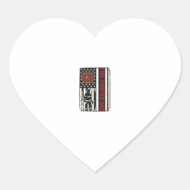 Firefighter Dad Distressed Flag Vector Design_1 Heart Sticker (Front)