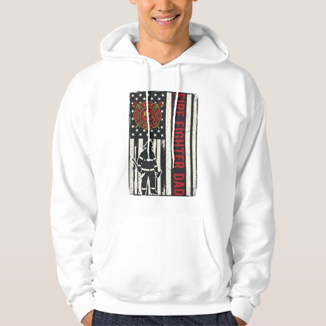Firefighter Dad Distressed Flag Vector Design_1 Hoodie (Front)