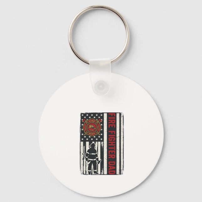 Firefighter Dad Distressed Flag Vector Design_1 Key Ring (Front)