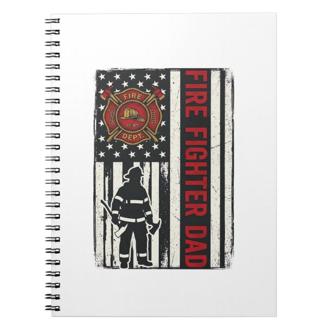 Firefighter Dad Distressed Flag Vector Design_1 Notebook (Front)