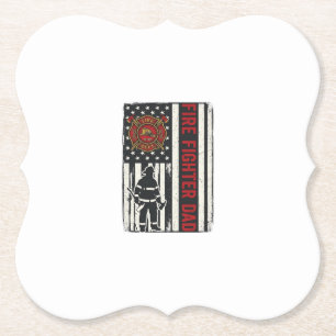 Firefighter Dad Distressed Flag Vector Design_1 Paper Coaster