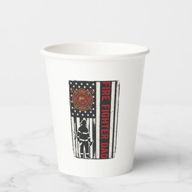 Firefighter Dad Distressed Flag Vector Design_1 Paper Cups (Front)