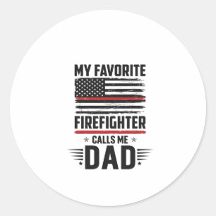 Firefighter Dad Flag Vintage Engraving Design_1 Classic Round Sticker
