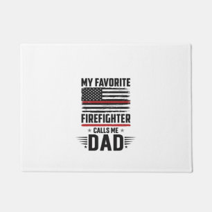 Firefighter Dad Flag Vintage Engraving Design_1 Doormat