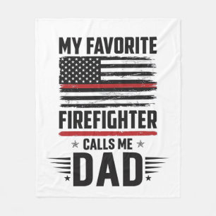 Firefighter Dad Flag Vintage Engraving Design_1 Fleece Blanket