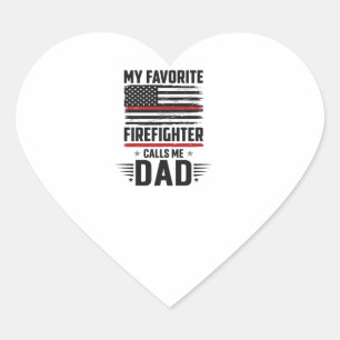 Firefighter Dad Flag Vintage Engraving Design_1 Heart Sticker