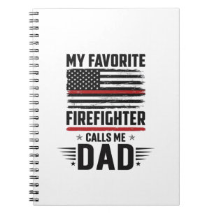 Firefighter Dad Flag Vintage Engraving Design_1 Notebook